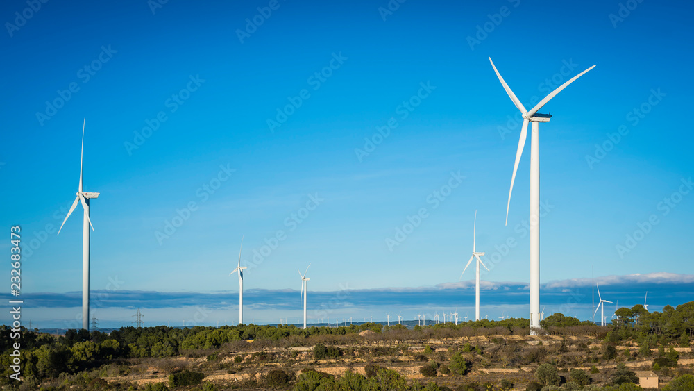 Wind Turbines on a mountain in Catalonia Spain Wind Turbines on a mountain in Catalonia Spain