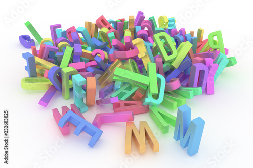 Background abstract CGI typography, letter of ABC, alphabet good for design. 3d, shape, communication & wallpaper.