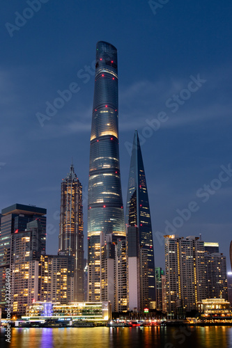 Norvenber, 2018,  riverfront view of Shanghai Center, Lujiazui, Shanghai city, China