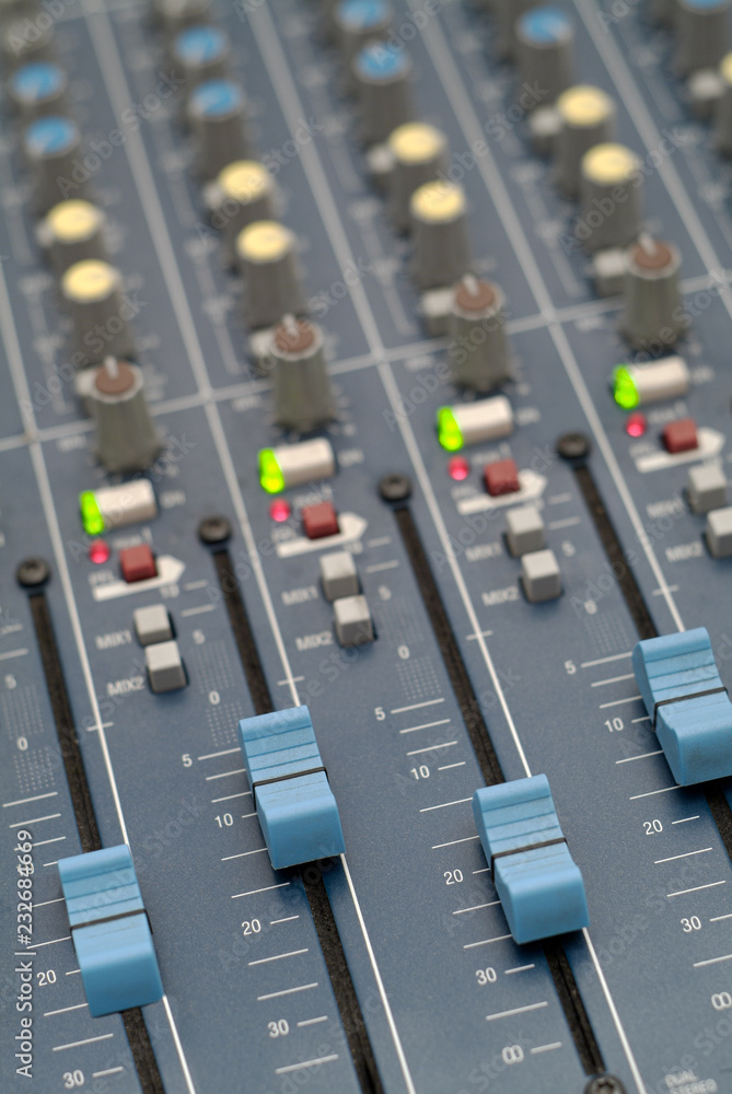 Mixing desk, close up