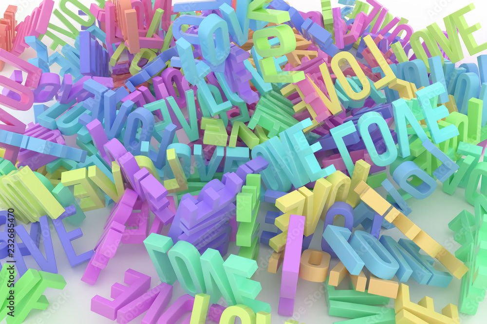 CGI typography, bunch of word love for design texture, background. Web, 3d, graphic & concept. CGI typography, bunch of word love for design texture, background. Web, 3d, graphic & concept.