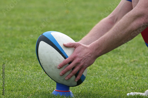 Ballon de rugby, phase de jeu, pénalité, buteur