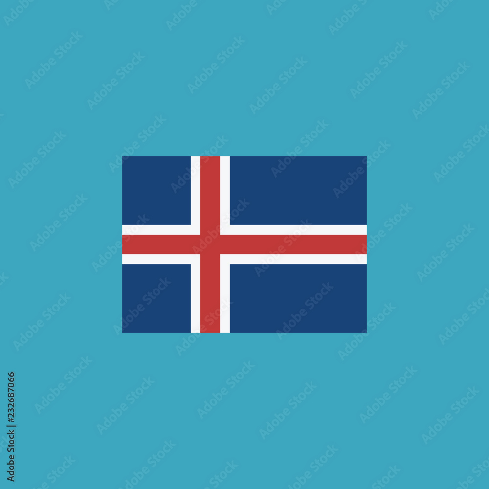 Obraz premium Iceland flag icon in flat design