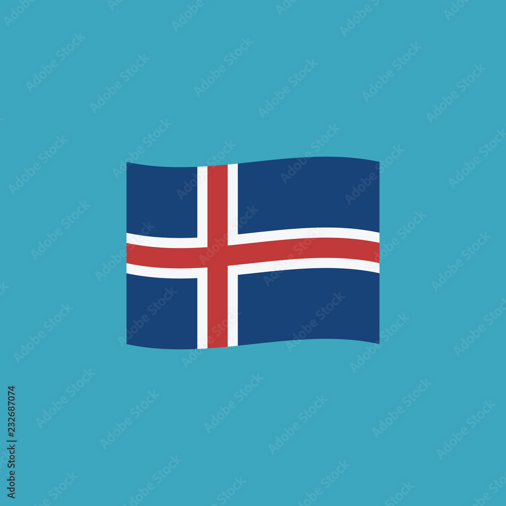 Obraz premium Iceland flag icon in flat design