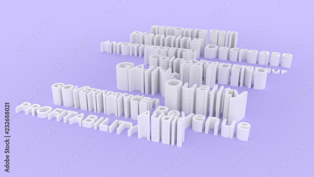 Illustrations of CGI typography, business related, keywords for graphic design or wallpapers. Illustrations of CGI typography, business related, keywords for graphic design or wallpapers.