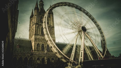 Ypres, Belgium : ferris wheel attraction timelapse photo