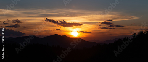 Beautiful sunset in the Romanian mountains during a summer day © Andrei