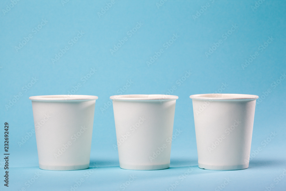 Three empty paper cups Three empty paper cups