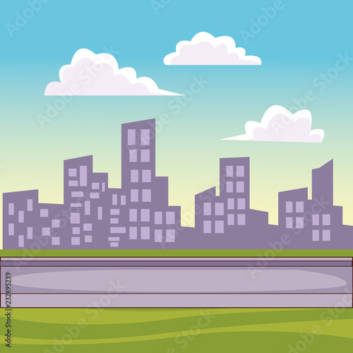 Cityscape scenery cartoon