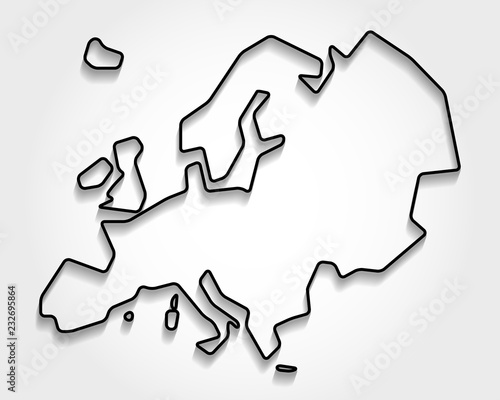 Europe black outline map