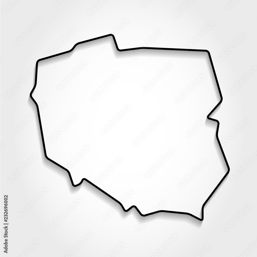 Fototapeta Polska, czarna mapa konturowa