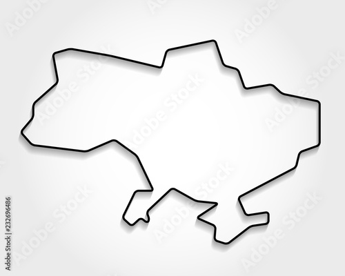 Ukraine, black outline map
