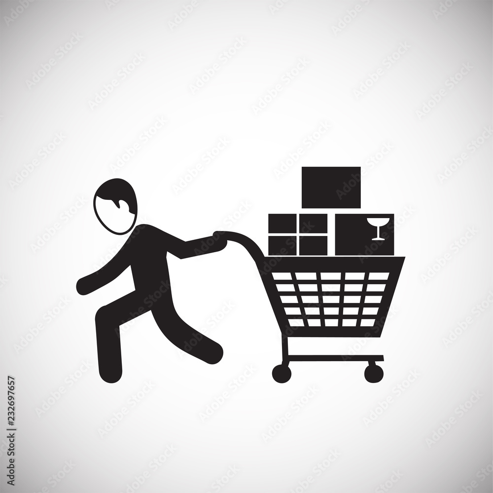 People shopping at sale on white background icon People shopping at sale on white background icon