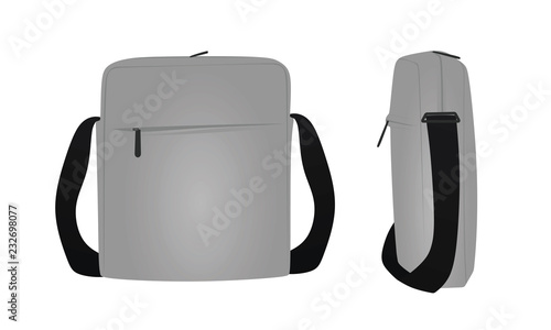 Grey men handbag. vector illustration