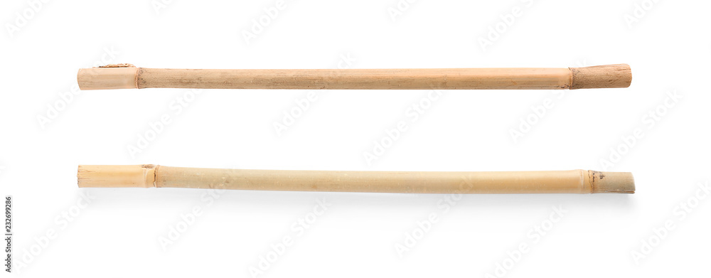 Set with dry bamboo sticks on white background Set with dry bamboo sticks on white background