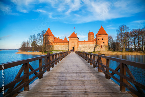 Trakai castle with the wooden bridge in the front photo