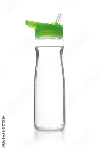 Sport bottle with water on white background photo