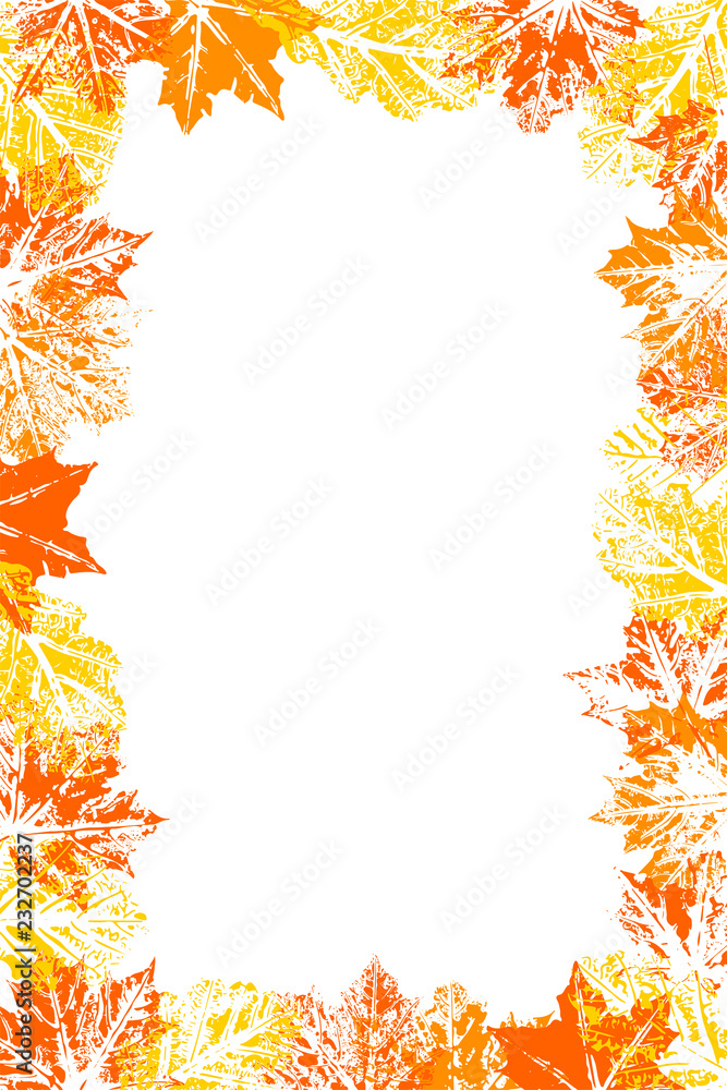 Frame of leaf imprints, leaves imprints on transparent backdrop, grunge leaves in autumn colors, leaf stamp. Frame of leaf imprints, leaves imprints on transparent backdrop, grunge leaves in autumn colors, leaf stamp.