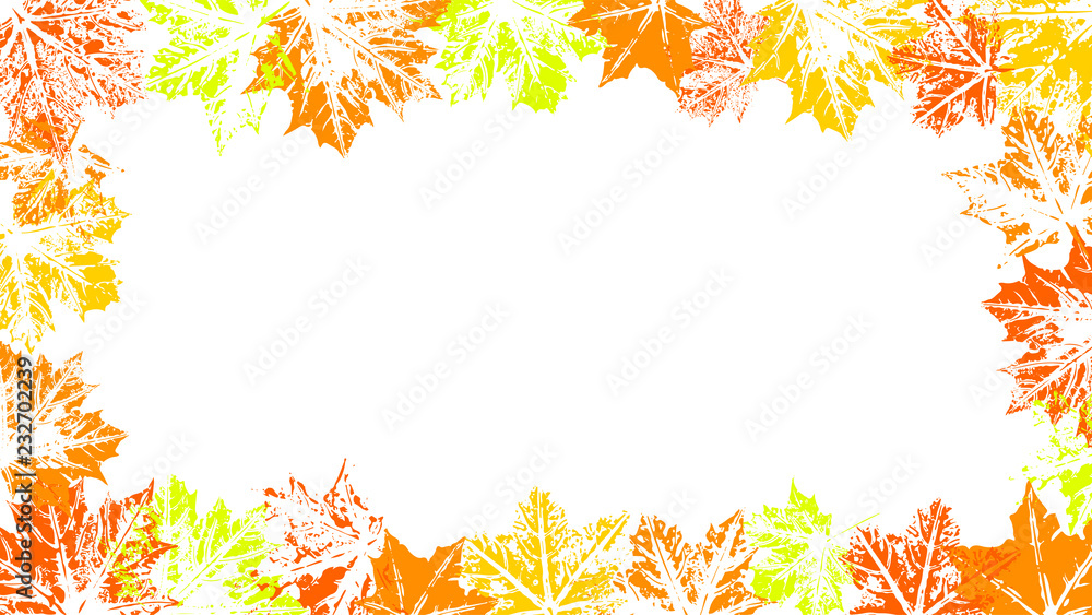 Frame of leaf imprints, leaves imprints on transparent backdrop, grunge leaves in autumn colors, leaf stamp. Frame of leaf imprints, leaves imprints on transparent backdrop, grunge leaves in autumn colors, leaf stamp.