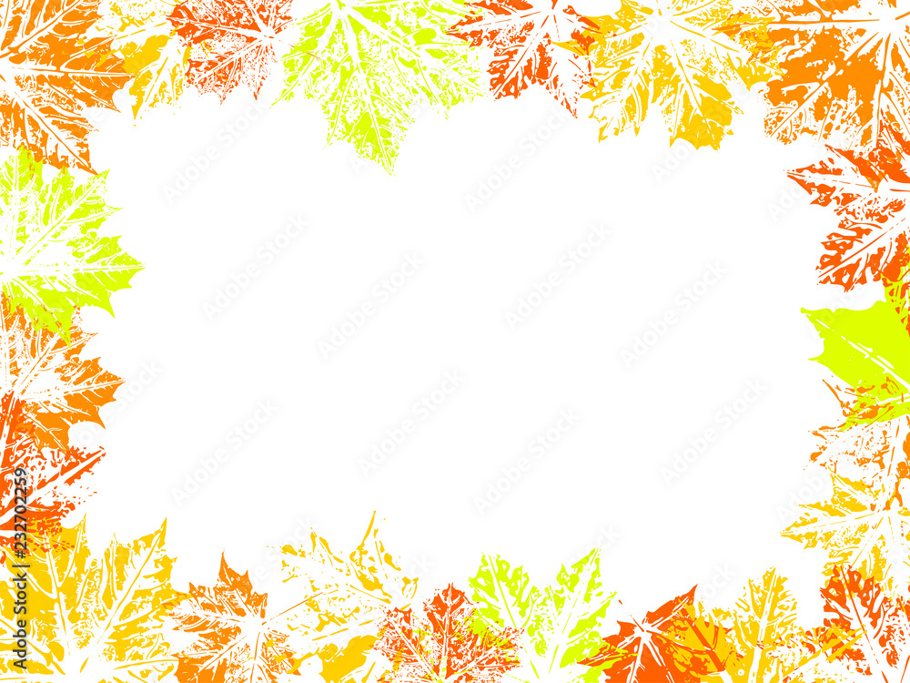 Frame of leaf imprints, leaves imprints on transparent backdrop, grunge leaves in autumn colors, leaf stamp. Frame of leaf imprints, leaves imprints on transparent backdrop, grunge leaves in autumn colors, leaf stamp.