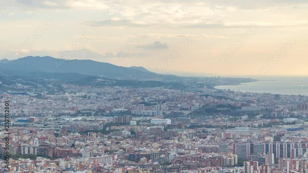 Panorama of Barcelona timelapse, Spain, viewed from the Bunkers of Carmel Panorama of Barcelona timelapse, Spain, viewed from the Bunkers of Carmel