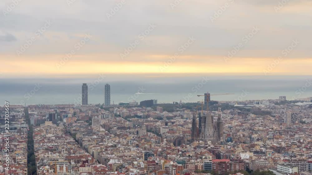 Panorama of Barcelona timelapse, Spain, viewed from the Bunkers of Carmel Panorama of Barcelona timelapse, Spain, viewed from the Bunkers of Carmel