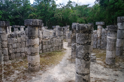 Temple group of the thousand columns in the Mayan archeological site Chichen Itza, Mexico