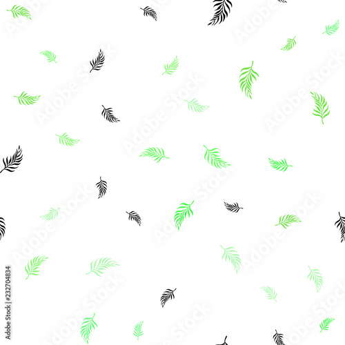 Light Green vector seamless doodle template with leaves.