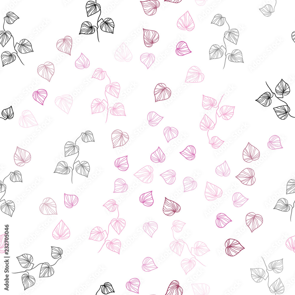 Light Pink, Yellow vector seamless natural background with leaves. Light Pink, Yellow vector seamless natural background with leaves.