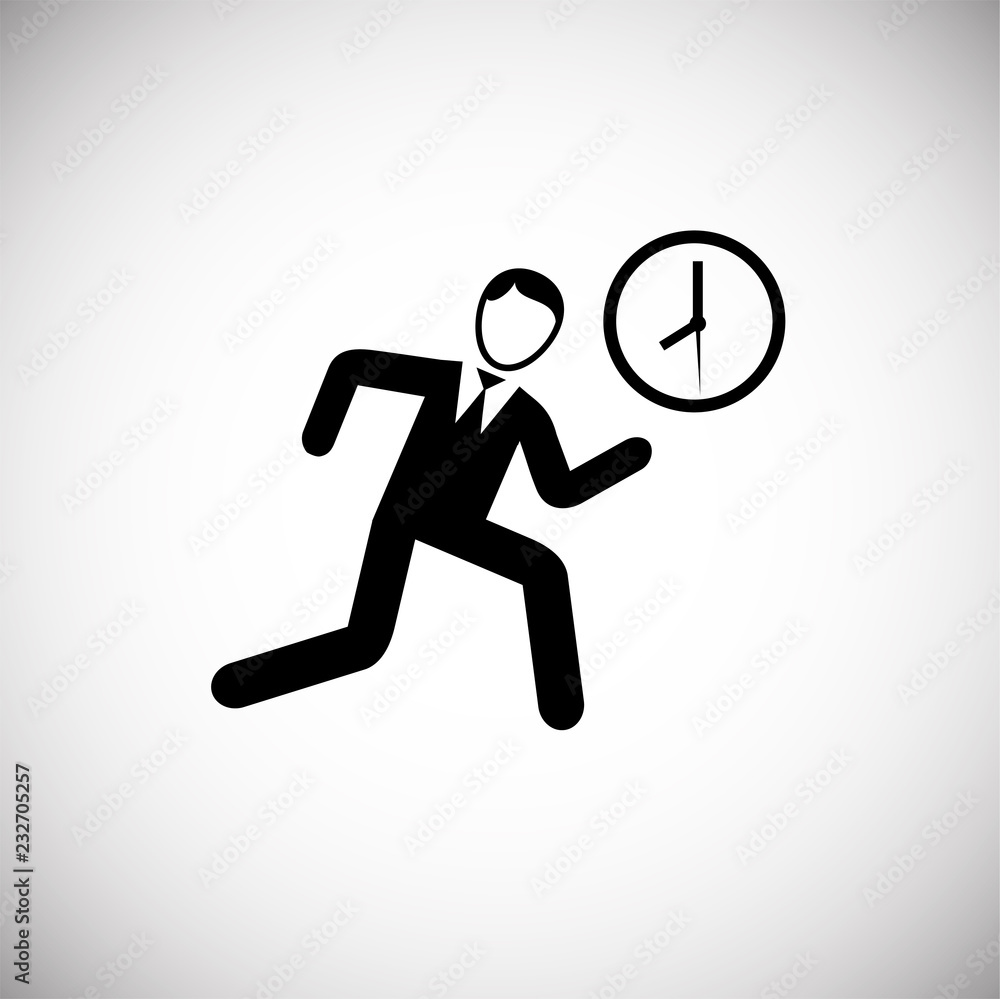 Hurrying businessman runs on white background icon Hurrying businessman runs on white background icon