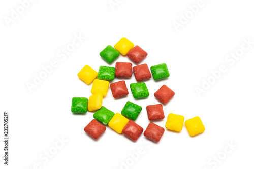 A pile of multi colored square candies photo