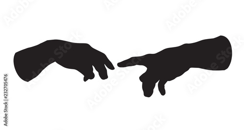 Hands of the creation of Adam. Vector drawing