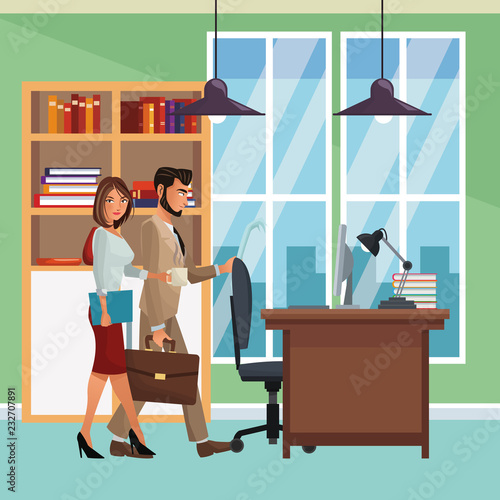 business coworkers executives cartoon