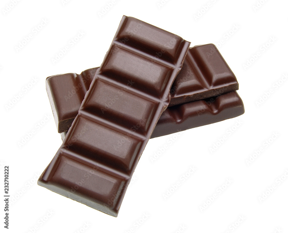 Dark chocolate bars isolated on white background Dark chocolate bars isolated on white background