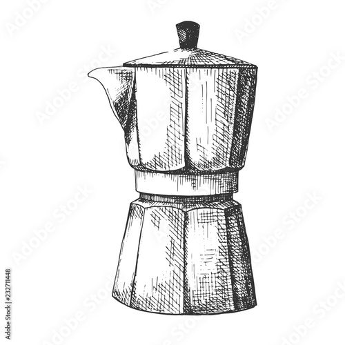 Sketch coffee maker. Coffee maker isolated on white background.