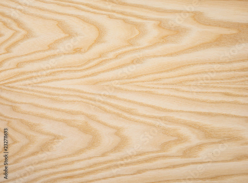 Wood texture of white ash tangential veneer close-up 
