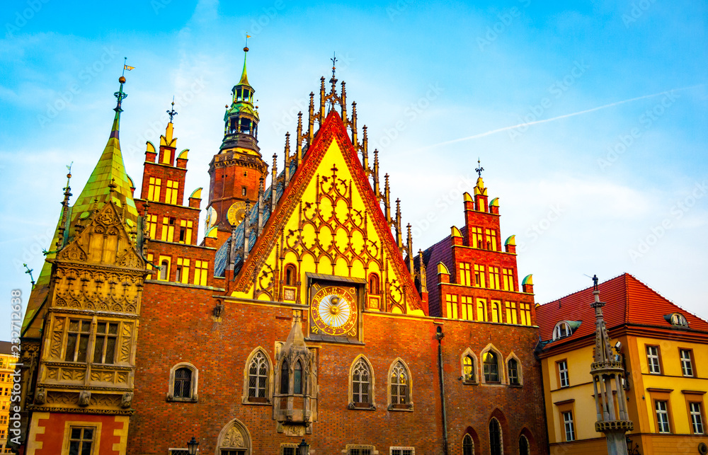 Wroclaw old Town Hall at sunrise