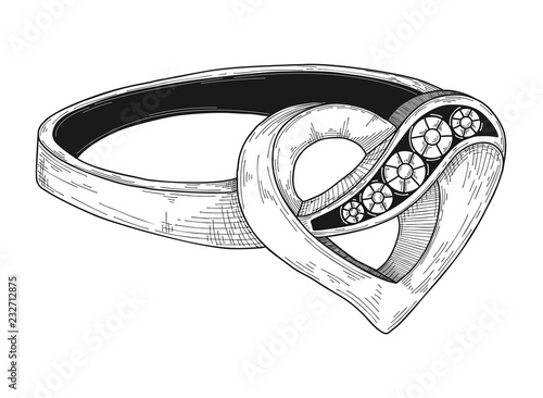 Hand drawn a jewelry ring. Vector illustration of a sketch style.