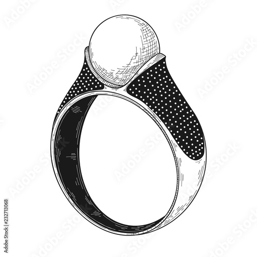 Hand drawn a jewelry ring. Vector illustration of a sketch style.