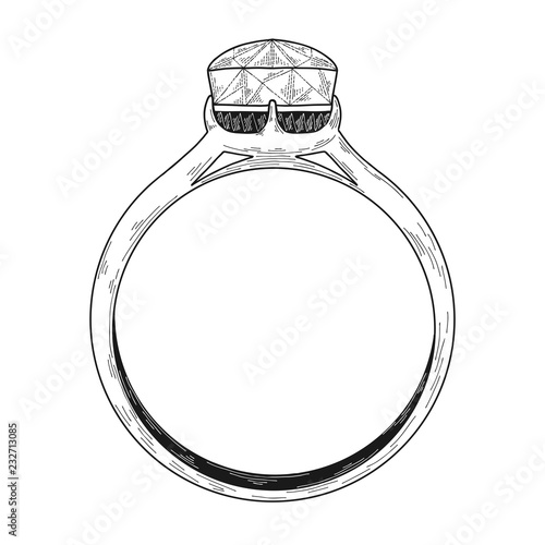Hand drawn a jewelry ring. Vector illustration of a sketch style.