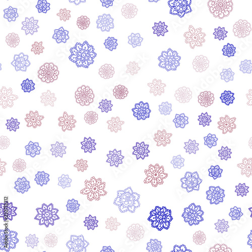 Dark Blue, Red vector seamless layout with bright snowflakes.