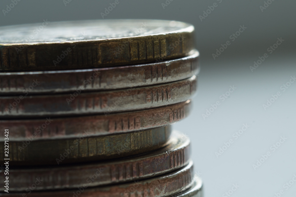 Stack of coins macro