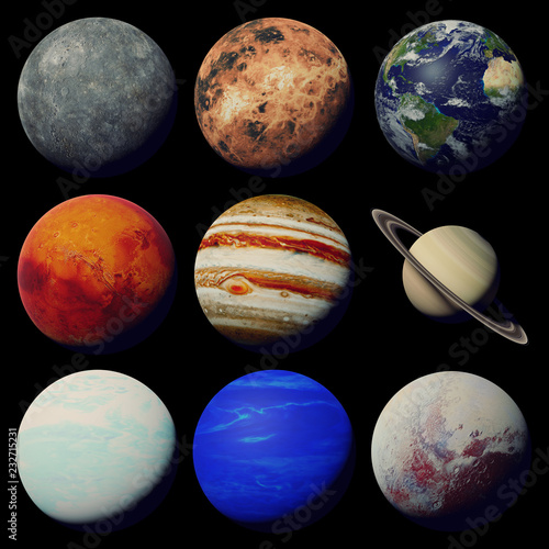 Fototapeta Naklejka Na Ścianę i Meble -  the planets of the solar system isolated on black background
