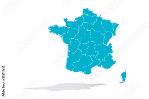 Mapa azul de Francia.