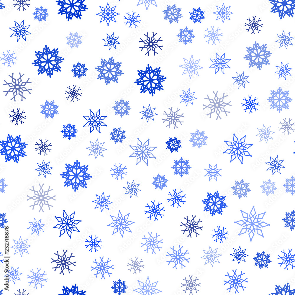 Dark BLUE vector seamless cover with beautiful snowflakes.