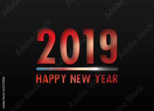 Happy new 2019 year. Greetings card. Colorful design. Vector illustration.