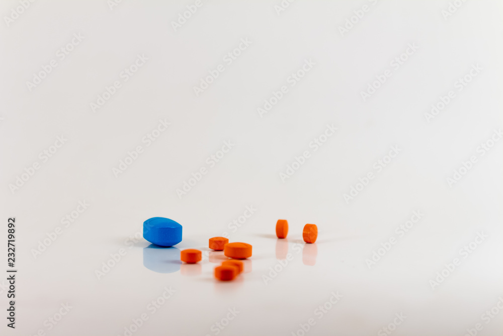 Drugs in the form of pills of different sizes, shapes and colors. Drugs in the form of pills of different sizes, shapes and colors.