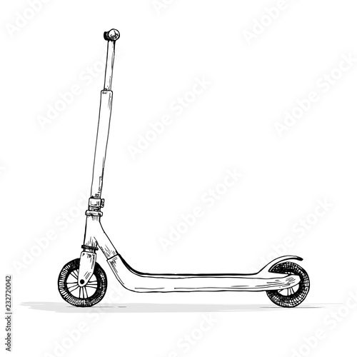 Kick scooter isolated on white background. Vector illustration