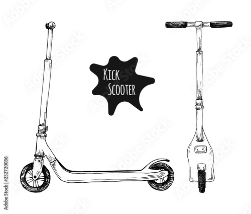 Kick scooter isolated on white background. Vector illustration