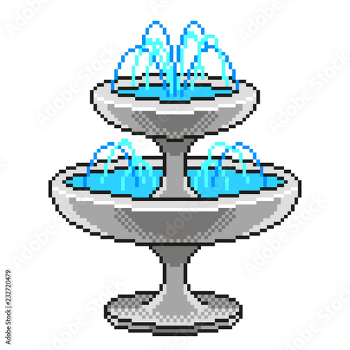 Pixel small fountain detailed illustration isolated vector